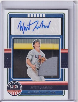 Wyatt Langford 2023 Panini Stars and Stripes Auto/Jersey CNTS-WL - Image 1 of 2