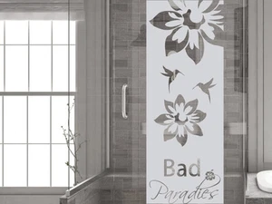 Lámina de decoración de vidrio decoración de ventanas para baño refrán baño paraíso flores - Imagen 1 de 1