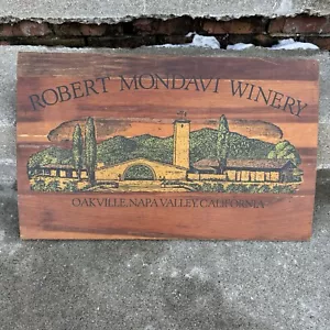 Arte de pared de panel de caja de madera de 24”x15” original Robert Mondavi Napa Valley Winery de colección - Imagen 1 de 20