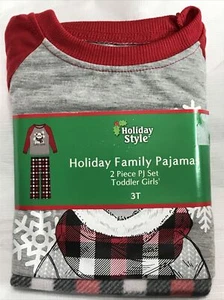 Juego de pijamas familiares estilo navideño de 2 piezas para niñas talla 3T bebé oso pjs NUEVO - Imagen 1 de 4
