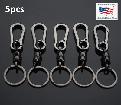 5pcs Men Women Belt EDC Carabiner Clip Keychain Keyring Holder - Gun Metal Black - Image 1 of 4