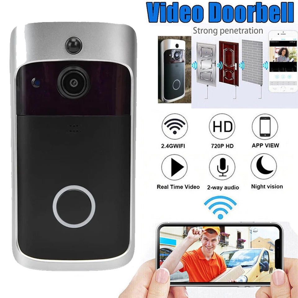 Smart Wireless WiFi Video Doorbell Phone Door Ring Intercom Security Camera Bell - image 1 of 4