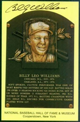 107, Original Autograph of Billy Williams (1), HOF Plaque Postcard, Chicago Cubs - Image 1 of 3