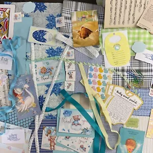 Lotto artigianato diario spazzatura vintage a tema bambino ragazzo + tessuto e abbellimenti - Foto 1 di 14