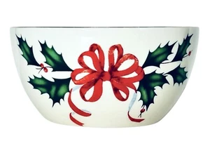 Lenox HOLIDAY Christmas Green Holly Red Berries 5 1/8” All Purpose Bowl - Picture 1 of 5