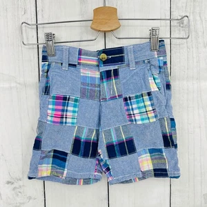 Janie and Jack (4) Little Girls Plaid Blue Denim Board Shorts - Picture 1 of 9