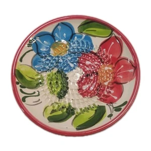 Rallador de Ajo Amarillo Rojo Azul Floral Hecho a Mano y Pintado a Mano en España Vintage - Imagen 1 de 6