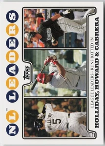 2008 Topps #58 NL Leaders: Runs Batted In Holliday / Howard / Miguel Cabrera - Picture 1 of 2