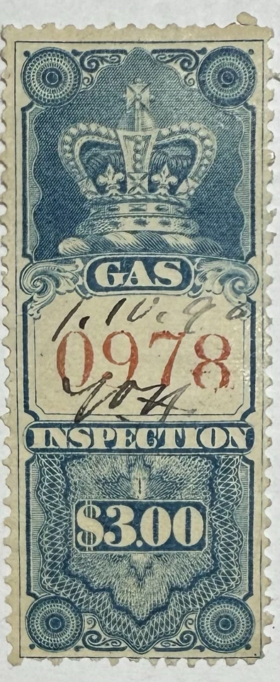 Canada #FG6 VanDam 1875 $3 blue Gas Inspection revenue Used;  $175 CV - Image 1 of 3