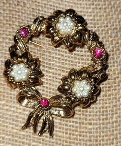 Vintage Avon Brosche goldfarben Kranz - Bild 1 von 3