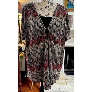 lane bryant 22 24 Women's Blouse Chevron Print V Neck Shorts Sleeves - Picture 1 of 9