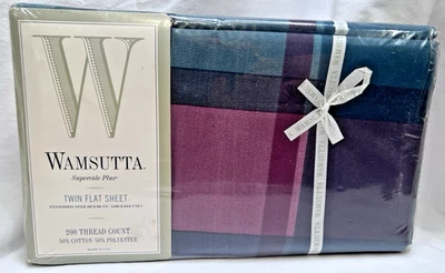 Vintage Wamsutta Tyler Plaid Hunter TWIN FLAT Sheet Supercale Plus NEW & SEALED - Image 1 of 4