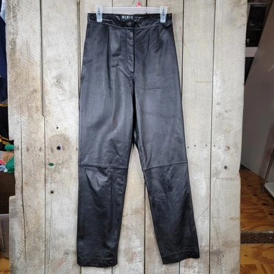 Mixit 90s Y2K Black Leather High Rise Straight Leg Pants, size 8 - Image 1 of 4
