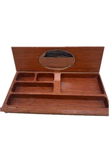 Vintage Solid Genuine Wood Jewelry Box Men’s Unisex With Mirror Opens 2 Ways - Picture 1 of 10