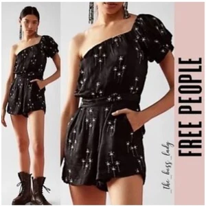 Free People Gemini One Shoulder Beaded Silky Party Romper Size S Cowgirl Rodeo - Picture 1 of 8