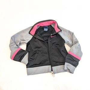 NIKE Kids Black and Gray Track Jacket with Pink Accents Size 3t - Picture 1 of 6