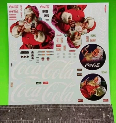 Santa Claus Coke Coca Cola Decal Sheet Waterslide Ford C-600 1/25 XMAS Box Truck - Image 1 of 4