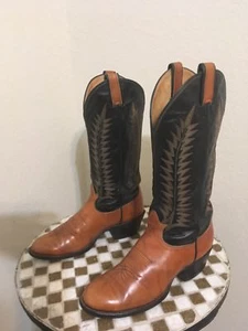 TONY LAMA COGANC BLACK LABEL VINTAGE WESTERN ROCKABILLY COWBOY RANCH BOOTS 7.5D - Picture 1 of 7