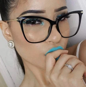 Oversized Fearless Cat Eye WaYfe Gold Arms Clear Fashion Women Eyeglasses 6970 L - Imagen 1 de 15