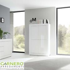 Credenza alta 4 ante soggiorno design moderno 102x162 cm bianco lucido ETERNITY