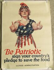 Original WW1 Poster BE PATRIOTIC Sign Your Country's Pledge To Save Food 20"x30"