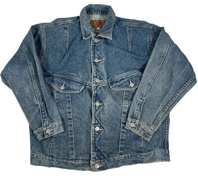 VTG 80’s Code Bleu Denim Blue Jean Light Wash Thick Cotton Jacket Mens Medium - Image 1 of 4