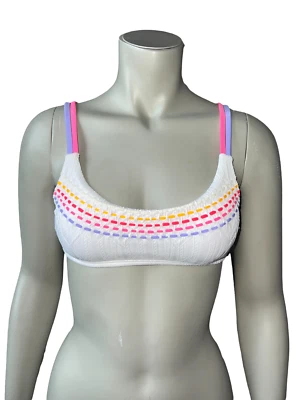 Top de bikini Hula Honey Juniors con textura blanco grande nuevo con etiquetas Foto 1 de 4