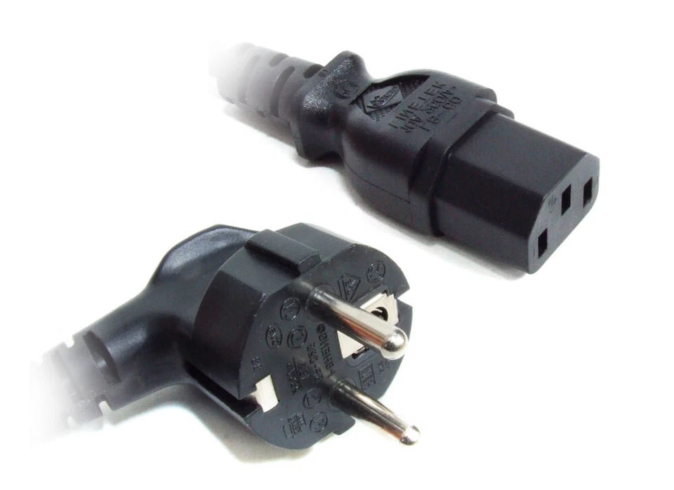 1.5m IEC C13 CEE 7/7 Schuko Computer Kaltgeräte-Kabel gewinkelt Power Cord Cable - Bild 1 von 1