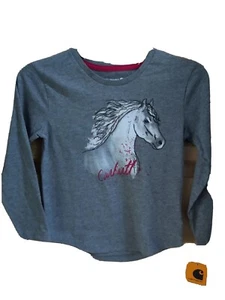 Camisa Carhartt Mangas Largas Gris Niñas Talla 6X Con Caballo - Imagen 1 de 3