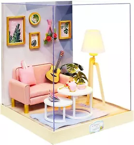 DIY Doll House Model Miniature Furniture Kit LED Light Kids Toys Xmas Gift - Picture 1 of 6