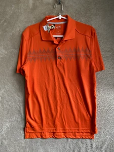 adidas Climalite Polo T-Shirts Top Size S Mens Orange Logo Short Sleeve - Picture 1 of 11