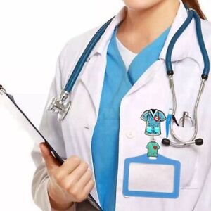 Cartoon Lovely Nurse Doctor Shiny PVC Retractable Badge Reel Name Card Holder