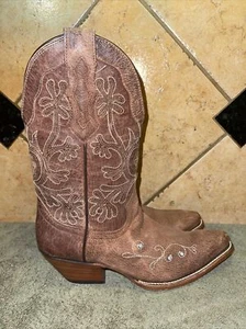 Botas vaqueras occidentales con tachuelas de cuero marrón Hondo nuevas con etiquetas talla 8,5 B ENVÍO GRATUITO - Imagen 1 de 9