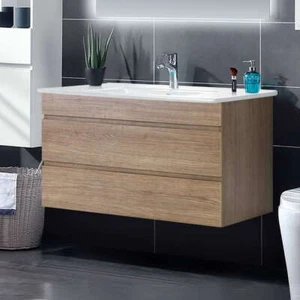 Cefito Bathroom Vanity Cabinet Basin Unit Sink Storage Wall Mounted Oak 900mm - Picture 1 of 8