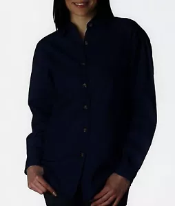 Camisa para mujer UltraClub con botones 100 % algodón azul marino manga larga talla S-6 - Imagen 1 de 4