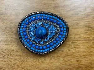 Blue and Turquoise Stone Fashion Belt Buckle - Picture 1 of 3