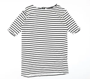 Topshop Womens White Striped Cotton A-Line Size 14 Round Neck Zip - Picture 1 of 10