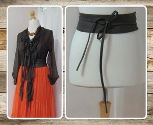 NEU MIT ETIKETT, AUSGEFALLEN, LAGENLOOK, ECHTLEDER, DUNKELBRAUN, ITALIENISCH, OBI, SCHÄRPE GÜRTEL - Bild 1 von 7