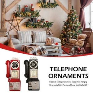 Old-fashioned Telephone Ornament Vintage Booth Telephone Figurine Bar - Zdjęcie 1 z 11