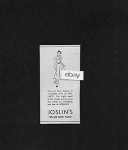 JOSLIN'S DEPARTMENT STORE DOWNTOWN DENVER COLORADO 16TH & CURTIS 1948 AD - Bild 1 von 1