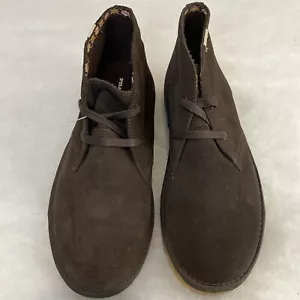 Phat Farm Size 11 Dark Chocolate Canvas Chukka Boots Suede Lace Up Trek Casual - Picture 1 of 10