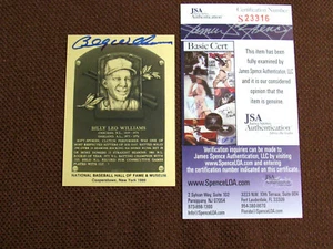 BILLY WILLIAMS HOF CHICAGO CUBS SIGNED AUTO VINTAGE GOLD METAL HOF PLAQUE JSA - Picture 1 of 6