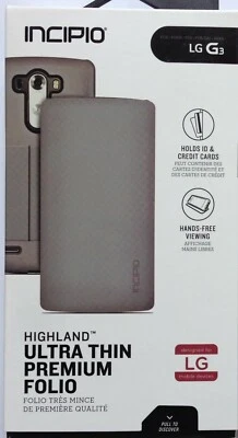 LG G3 Incipio Silver/Gray Highland Folio w/Card Slot  New OEM - Image 1 of 4