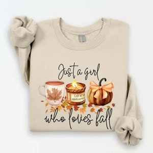 Just A Girl Who Loves Fall T-Shirt, Cozy Fall Sweatshirt - Picture 1 of 5
