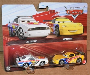 DISNEY PIXAR CARS PAT TRAXSON & JEFF GORVETTE 2 PACK NEW - Picture 1 of 8
