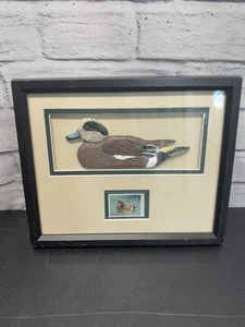 Ducks Unlimited Pintail Duck Carving With Collectors Stamp 1996 - Framed - Picture 1 of 4
