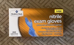 Member's Mark Large LG Nitrile Exam Gloves 200 Count Powder Free Fresh Stock NEW - Picture 1 of 2