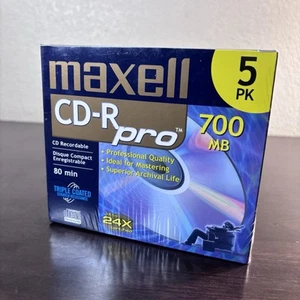 Maxell CD-R Pro 700mb Professional Quality 5 Pk Blank CDs New Sealed Package - Picture 1 of 8