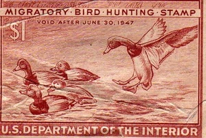 1946 - 1947 Migratory Bird Hunting Stamp $1 - MNH Unused - Ducks - Picture 1 of 2
