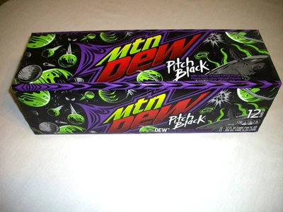 2023 LTD ED MOUNTAIN DEW PITCH BLACK 12 PACK OF 12 oz CANS **DISCONTINUED** NEW! - Image 1 of 4